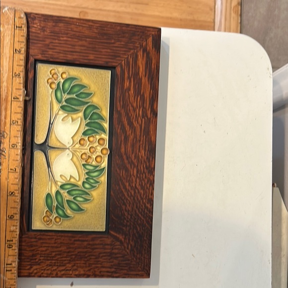 STUNNING wooden Framed Ceramic Tile Art with birds doves and trees by Motawi - Picture 12 of 14